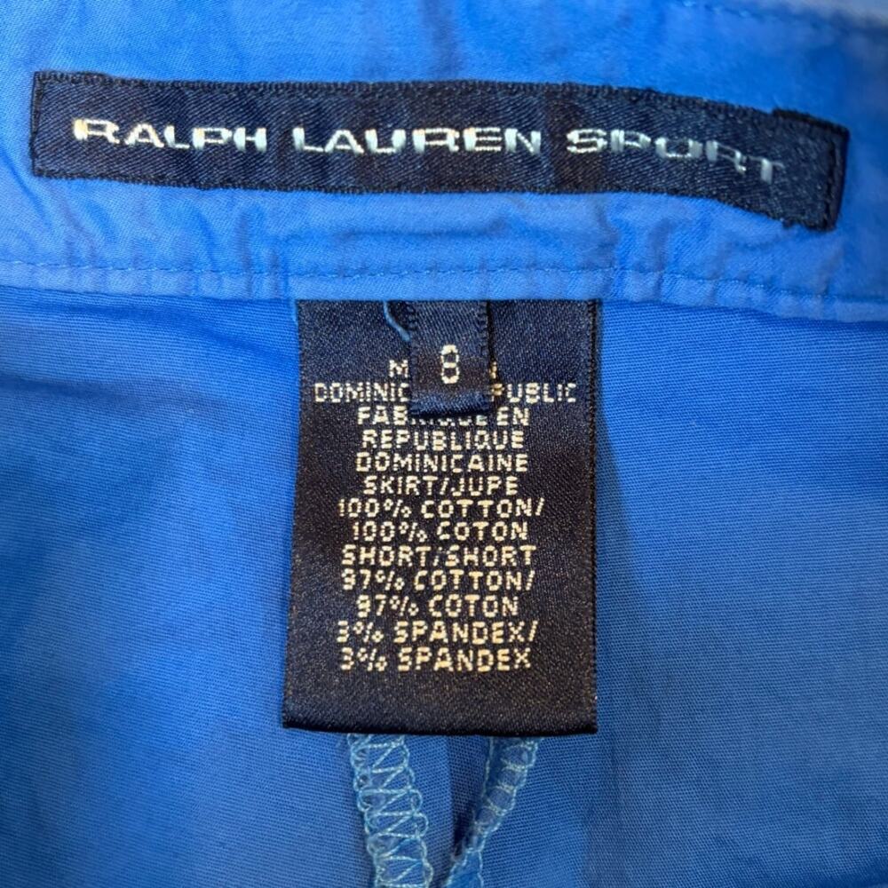 Vintage RALPH LAUREN SPORT Skort Skirt Women's 8 Blue Stretch 100% Cotton Y2K - Picture 3 of 8